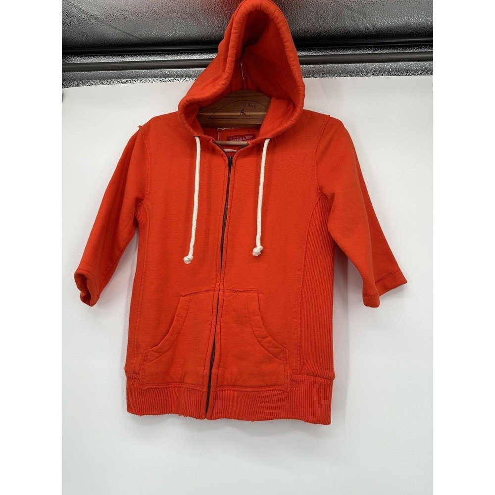 Hoodie Sweatshirt Women's Mitchell Ness Orange Full Zip 3/4 sleeves